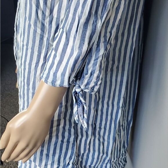 Cloth & Stone Blue & White Striped Off- Shoulder Dress - Picture 6 of 8